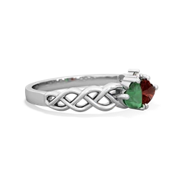 Emerald Heart To Heart Braid 14K White Gold ring R5870