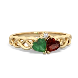 Emerald Heart To Heart Braid 14K Yellow Gold ring R5870