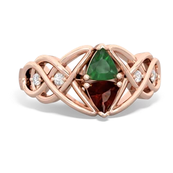 Emerald Keepsake Celtic Knot 14K Rose Gold ring R5300