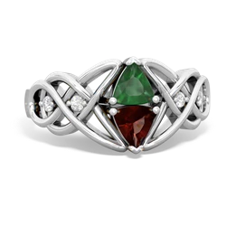 Emerald Keepsake Celtic Knot 14K White Gold ring R5300