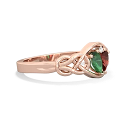 Emerald Celtic Love Knot 14K Rose Gold ring R5420