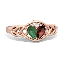 Emerald Celtic Love Knot 14K Rose Gold ring R5420