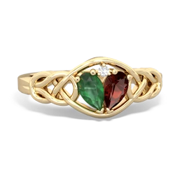 Emerald Celtic Love Knot 14K Yellow Gold ring R5420