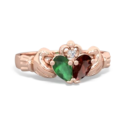 Emerald 'Our Heart' Claddagh 14K Rose Gold ring R2388