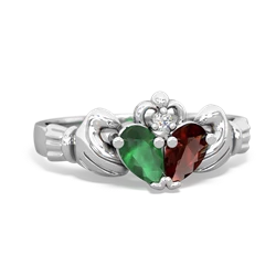 Emerald 'Our Heart' Claddagh 14K White Gold ring R2388