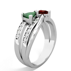 Emerald Bowtie 14K White Gold ring R2360