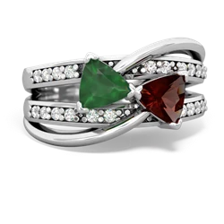 Emerald Bowtie 14K White Gold ring R2360