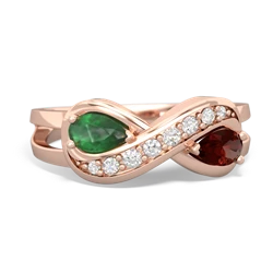 Emerald Diamond Infinity 14K Rose Gold ring R5390