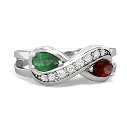 Emerald Diamond Infinity 14K White Gold ring R5390