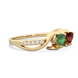 Emerald Side By Side 14K Yellow Gold ring R3090