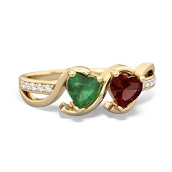 Emerald Side By Side 14K Yellow Gold ring R3090