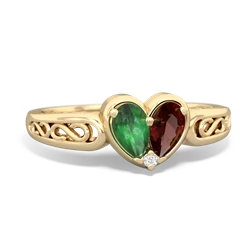 Emerald Filligree 'One Heart' 14K Yellow Gold ring R5070