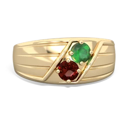 Emerald Men's Streamline 14K Yellow Gold ring R0460