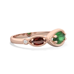 Emerald Milgrain Marquise 14K Rose Gold ring R5700