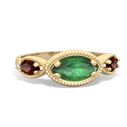 Emerald Milgrain Marquise 14K Yellow Gold ring R5700