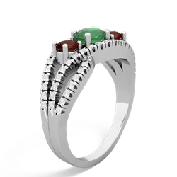 Emerald Three Stone Aurora 14K White Gold ring R3080