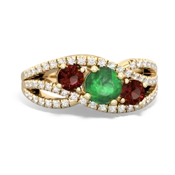 Emerald Three Stone Aurora 14K Yellow Gold ring R3080