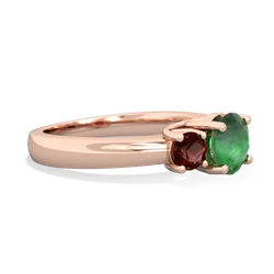 Emerald Three Stone Round Trellis 14K Rose Gold ring R4018