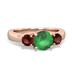 Emerald Three Stone Round Trellis 14K Rose Gold ring R4018