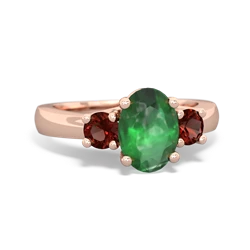 Emerald Three Stone Oval Trellis 14K Rose Gold ring R4024