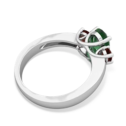 Emerald Three Stone Oval Trellis 14K White Gold ring R4024