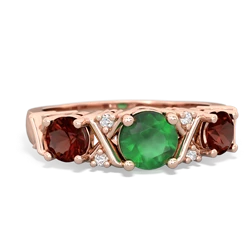 Emerald Hugs And Kisses 14K Rose Gold ring R5016