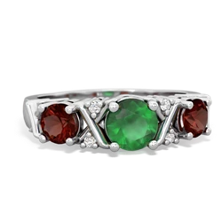 Emerald Hugs And Kisses 14K White Gold ring R5016