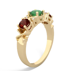 Emerald Hugs And Kisses 14K Yellow Gold ring R5016