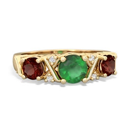 Emerald Hugs And Kisses 14K Yellow Gold ring R5016