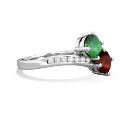 Emerald Channel Set Two Stone 14K White Gold ring R5303