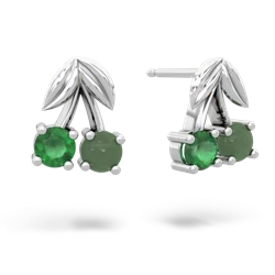 Emerald Sweet Cherries 14K White Gold earrings E7001