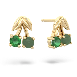 Emerald Sweet Cherries 14K Yellow Gold earrings E7001