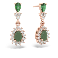 Emerald Halo Pear Dangle 14K Rose Gold earrings E1882