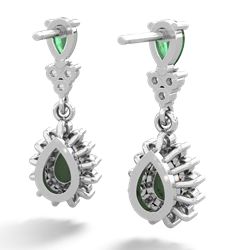 Emerald Halo Pear Dangle 14K White Gold earrings E1882