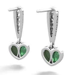 Emerald Filligree Heart 14K White Gold earrings E5070