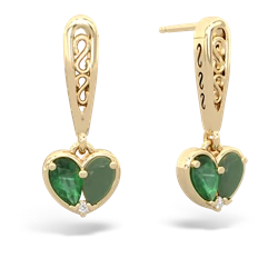 Emerald Filligree Heart 14K Yellow Gold earrings E5070