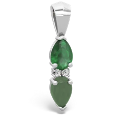 Emerald Bowtie Drop 14K White Gold pendant P0865