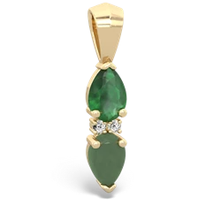 Emerald Bowtie Drop 14K Yellow Gold pendant P0865
