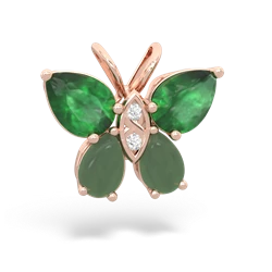 Emerald Butterfly 14K Rose Gold pendant P2215