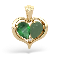 Emerald Two Become One 14K Yellow Gold pendant P5330