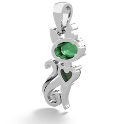 Emerald Kitten 14K White Gold pendant P5780