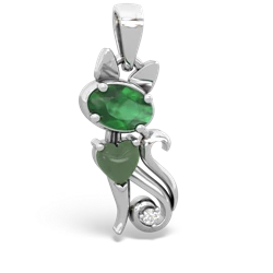 Emerald Kitten 14K White Gold pendant P5780