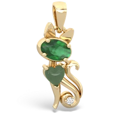 Emerald Kitten 14K Yellow Gold pendant P5780