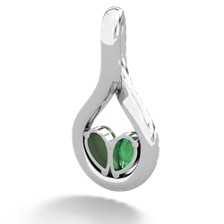 Emerald Pave Twist 'One Heart' 14K White Gold pendant P5360