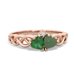 Emerald Heart To Heart Braid 14K Rose Gold ring R5870