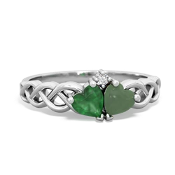 Emerald Heart To Heart Braid 14K White Gold ring R5870