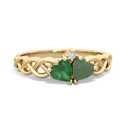 Emerald Heart To Heart Braid 14K Yellow Gold ring R5870