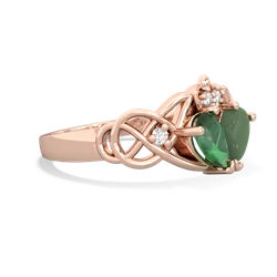 Emerald 'One Heart' Celtic Knot Claddagh 14K Rose Gold ring R5322