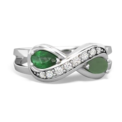 Emerald Diamond Infinity 14K White Gold ring R5390