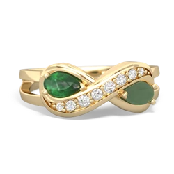 Emerald Diamond Infinity 14K Yellow Gold ring R5390